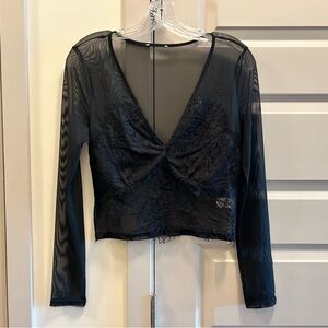 Lace and Mesh Black Top